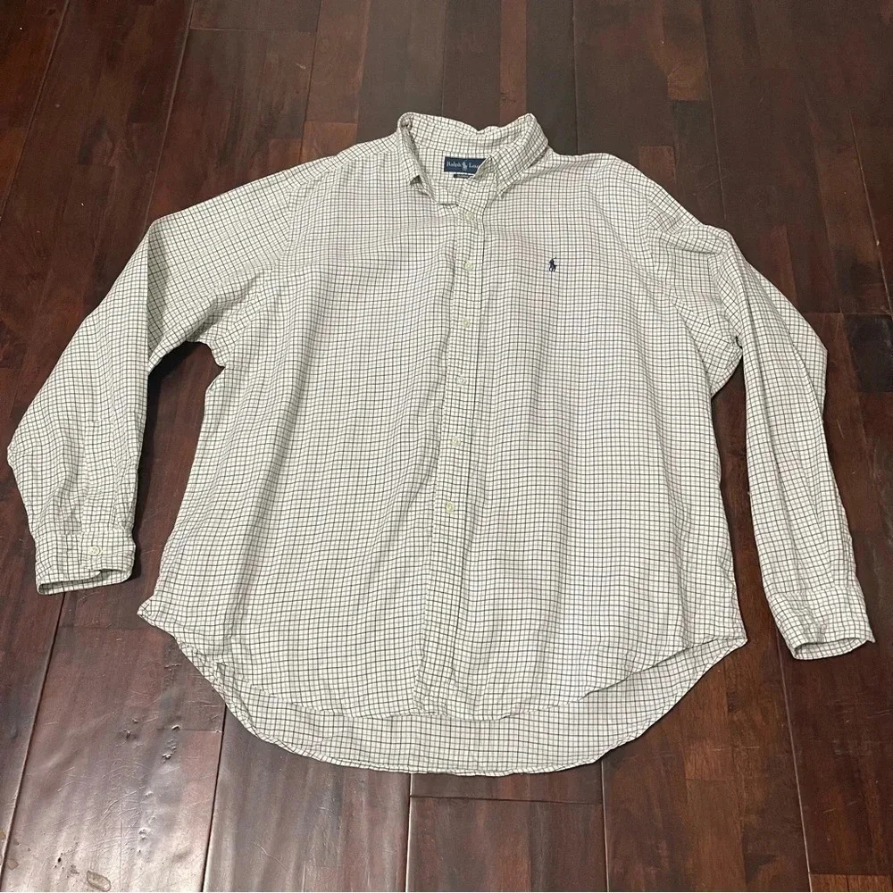 Ralph Lauren Long Sleeve Button Up Men’s XXL Off White With Stripes